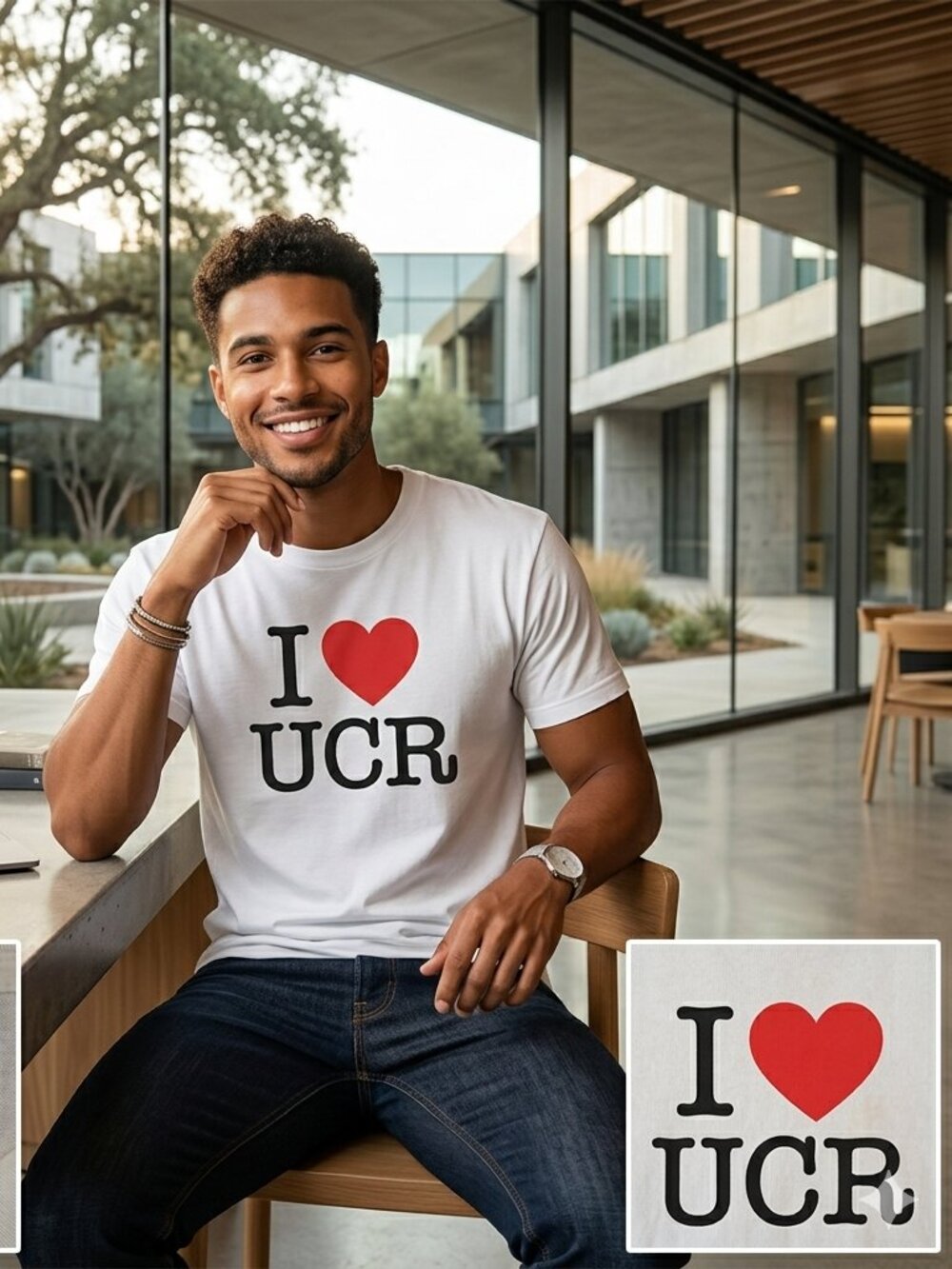NWOT "I Love UCR" College T-shirt Unisex White Adult Small 100% Cotton Love